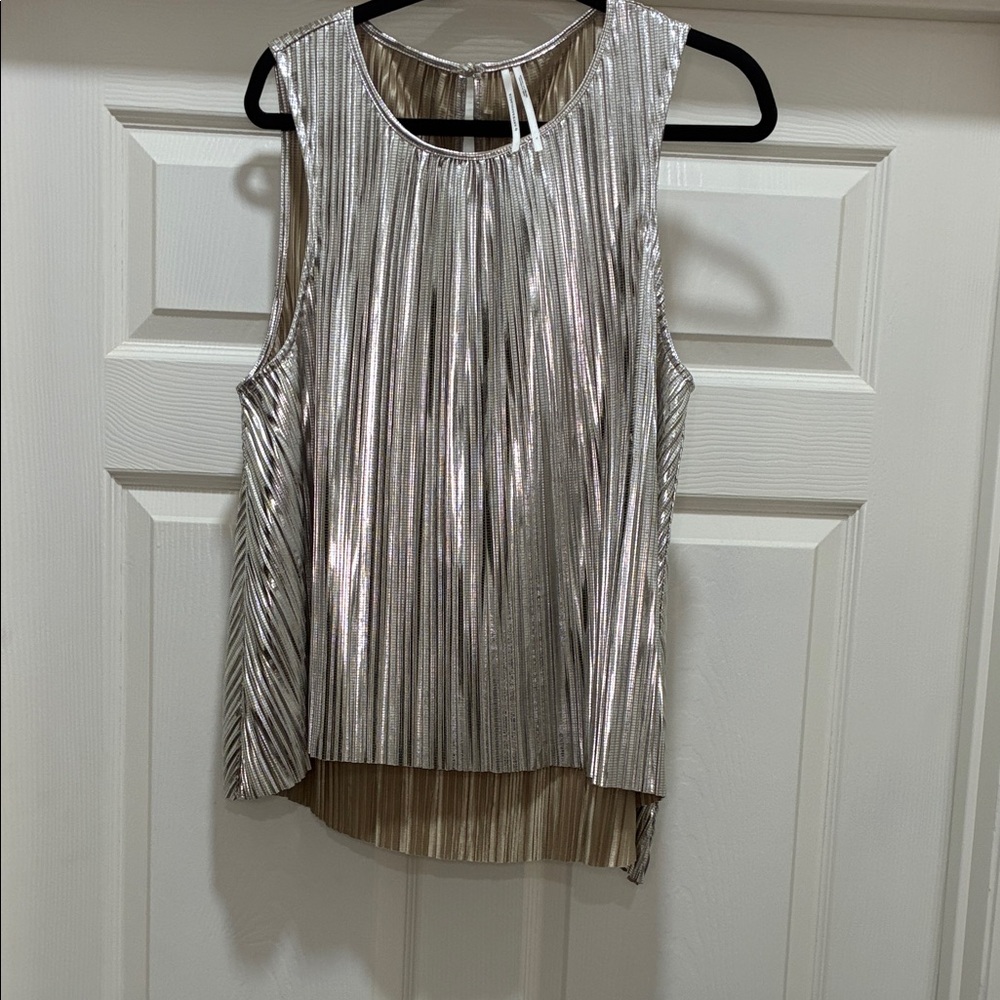 Anthropologie Shimmering Silver Sleeveless Top